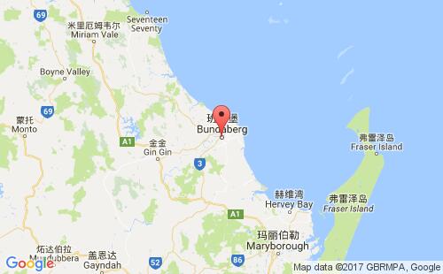 澳大利亞港口班達伯格bundaberg港口地圖