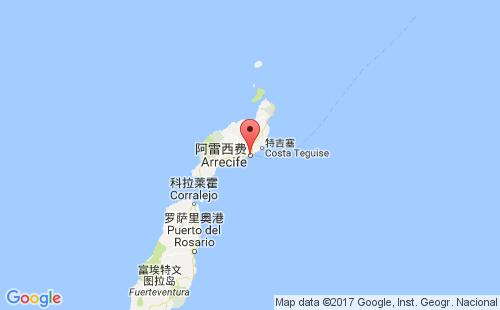 加那利群島港口阿雷西費arrecife港口地圖