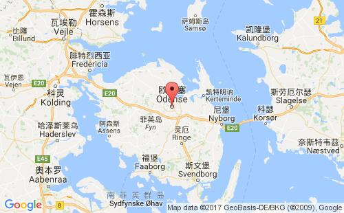 丹麥港口歐登塞odense港口地圖