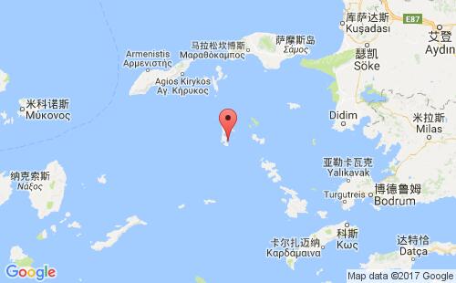 希臘港口佩特莫斯patmos island港口地圖