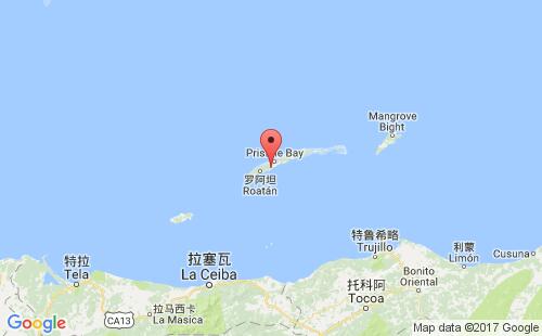 洪都拉斯港口羅阿坦roatan island港口地圖