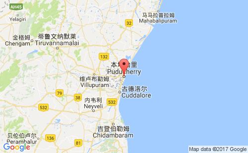 印度港口本地治里pondicherry港口地圖