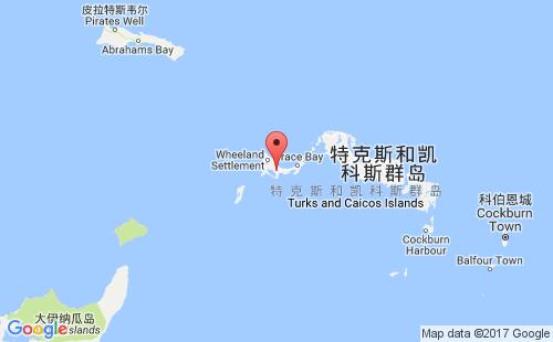 特克斯和凱科斯群島港口普羅伏provo港口地圖