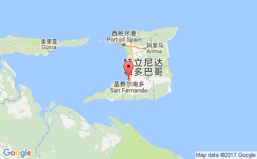 特立尼達和多巴哥港口圣費爾南多san fernando,tt港口地圖