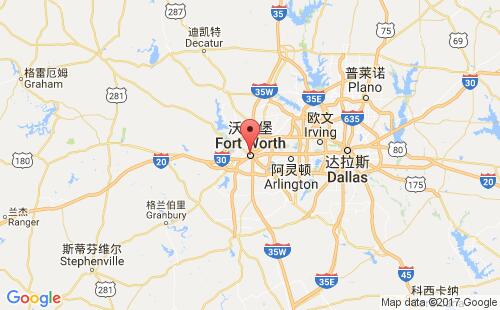 美國港口沃斯堡fort worth,tx港口地圖