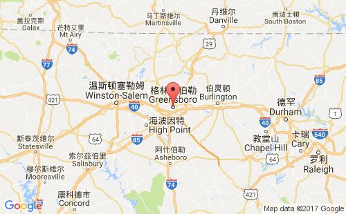 美國港口格林斯伯勒greensboro,nc港口地圖