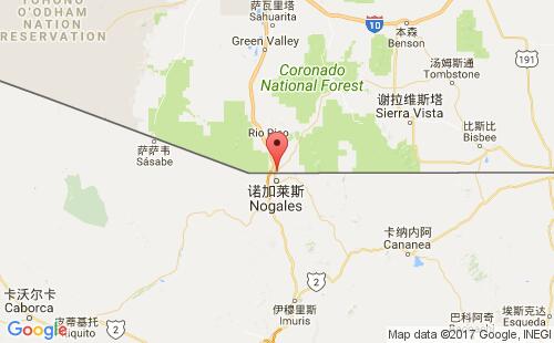 美國港口諾加利斯nogales,az港口地圖