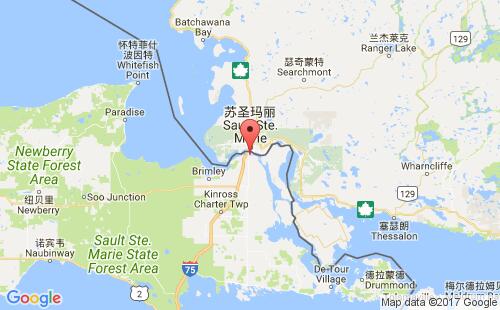 美國港口蘇圣瑪麗sault ste. marie,mi港口地圖